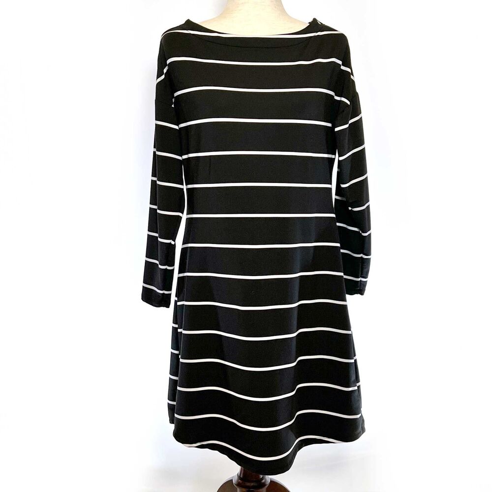 Maurices 24/7 Black & White Stripe Shift Dress - Picture 2 of 7